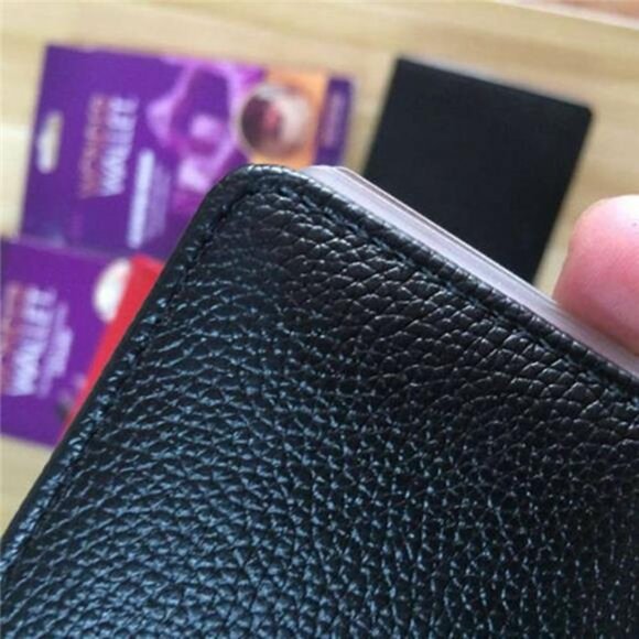 Wonder Wallet Amazing Slim RFID Wallet As Seen on TV Black Leather Wonder Wallet - Picture 2 of 7